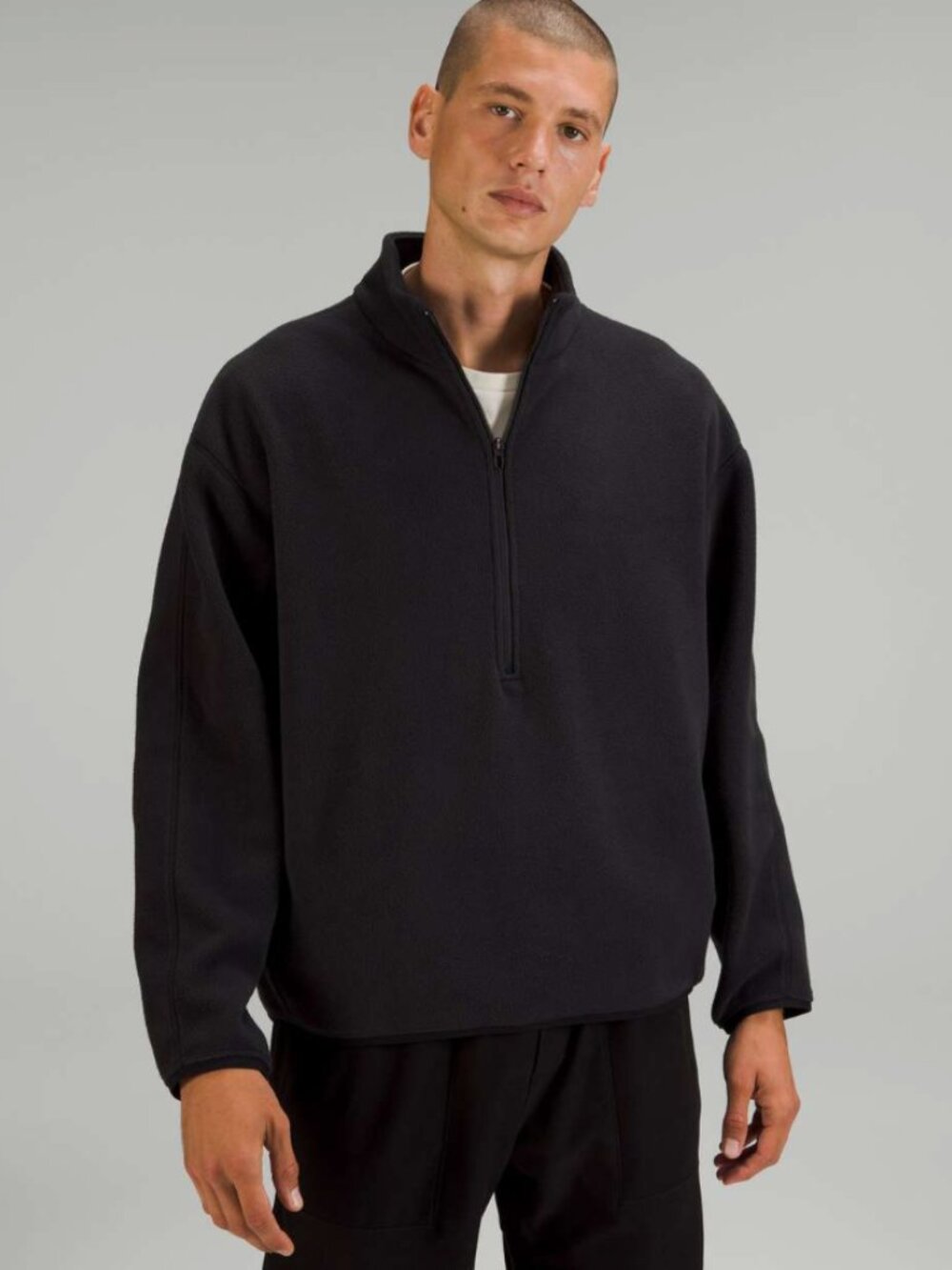 Lululemon Oversized Fleece Half Zip Pullover Mens Small Black M3DTCS Sweatshirt